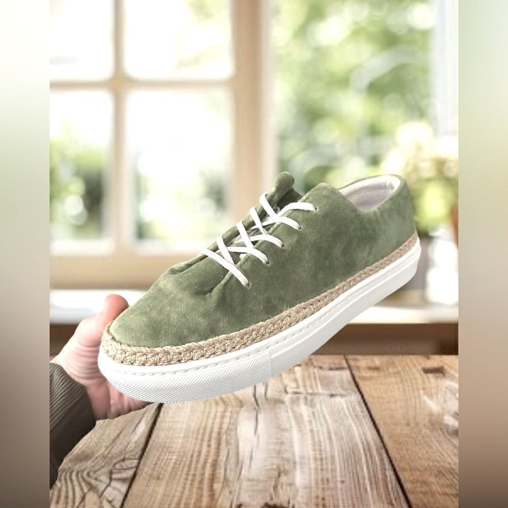PAJAR Canada Espadrille Jade Green Velvet Sneakers Size 40 - Picture 3 of 15